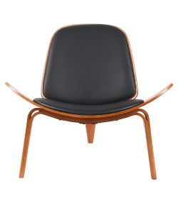 Πολυθρόνα ArteLibre THALOR Μαύρο/Καφέ Ξύλο/PU 90x76.5x74.5cm