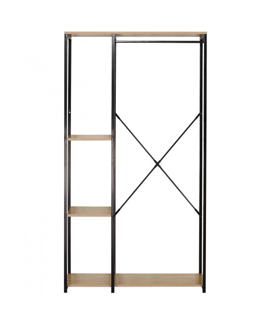 Κρεμάστρα Δαπέδου ArteLibre BINARY Δρυς/Μαύρο Μοριοσανίδα/Μέταλλο 90x40x167cm