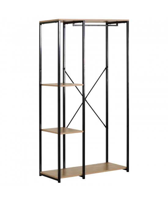 Κρεμάστρα Δαπέδου ArteLibre BINARY Δρυς/Μαύρο Μοριοσανίδα/Μέταλλο 90x40x167cm