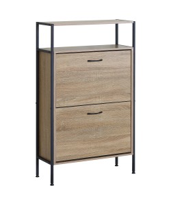 Παπουτσοθήκη ArteLibre ALDERWYN Δρυς/Μαύρο Μοριοσανίδα/Μέταλλο 63x24x105cm