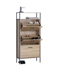 Παπουτσοθήκη ArteLibre ALDERWYN Δρυς/Μαύρο Μοριοσανίδα/Μέταλλο 63x24x141cm Παπουτσοθήκη ArteLibre ALDERWYN Δρυς/Μαύρο Μοριοσανίδα/Μέταλλο 63x24x141cm