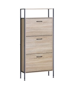 Παπουτσοθήκη ArteLibre ALDERWYN Δρυς/Μαύρο Μοριοσανίδα/Μέταλλο 63x24x141cm