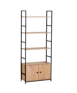 Ραφιέρα ArteLibre ELRIDGE Με Ντουλάπι Δρυς/Μαύρο Μοριοσανίδα/Μέταλλο 58.6x23.5x144cm