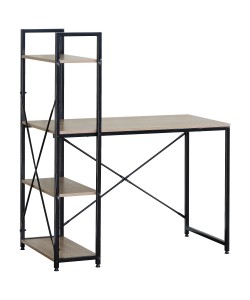 Γραφείο ArteLibre JORVIK Με Ράφια Δρυς/Μαύρο Μοριοσανίδα/Μέταλλο 100x52x120cm