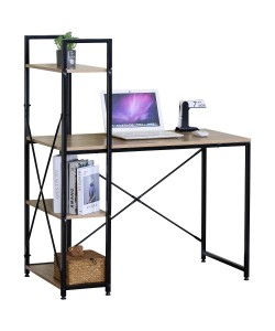 Γραφείο ArteLibre JORVIK Με Ράφια Δρυς/Μαύρο Μοριοσανίδα/Μέταλλο 100x52x120cm