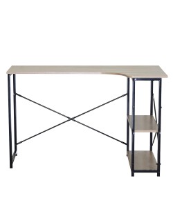 Γραφείο ArteLibre KELSTON Με Ράφια Δρυς/Μαύρο Μοριοσανίδα/Μέταλλο 120x73x75cm