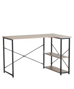 Γραφείο ArteLibre KELSTON Με Ράφια Δρυς/Μαύρο Μοριοσανίδα/Μέταλλο 120x73x75cm