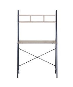 Γραφείο ArteLibre LYNDALE Με Ράφια Δρυς/Μαύρο Μοριοσανίδα/Μέταλλο 84x46x142cm