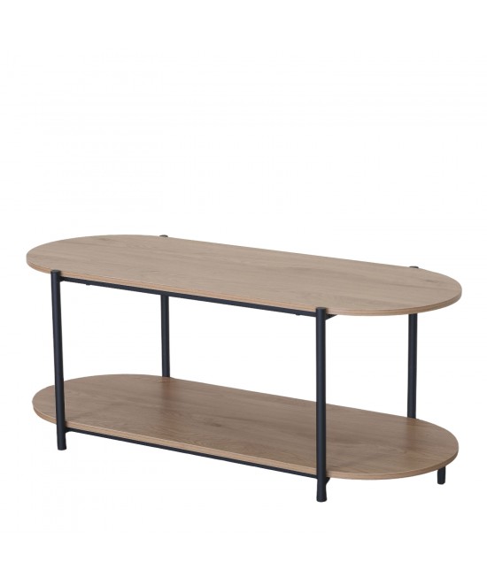 Τραπεζάκι Σαλονιού ArteLibre ARDENMOOR Δρυς/Μαύρο Μοριοσανίδα/Μέταλλο 115x50x45cm