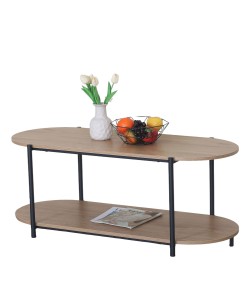 Τραπεζάκι Σαλονιού ArteLibre ARDENMOOR Δρυς/Μαύρο Μοριοσανίδα/Μέταλλο 115x50x45cm