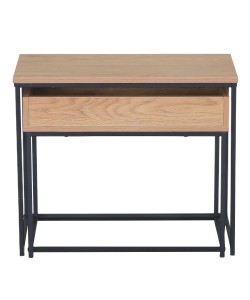 Τραπεζάκι Σαλονιού ArteLibre BELLINGTON Δρυς/Μαύρο Μοριοσανίδα/Μέταλλο 60x30x50/55x30x45cm Σετ 2Τμχ