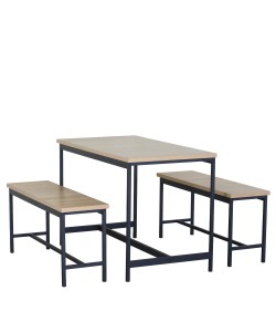 Σετ Τραπεζαρία (2+1) ArteLibre CARRISTON Δρυς/Μαύρο Μοριοσανίδα/Μέταλλο 110x60x75cm