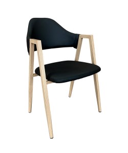 Καρέκλα Τραπεζαρίας ArteLibre SOLANA Μαύρο/Φυσικό PU/Μέταλλο 51x51x81cm