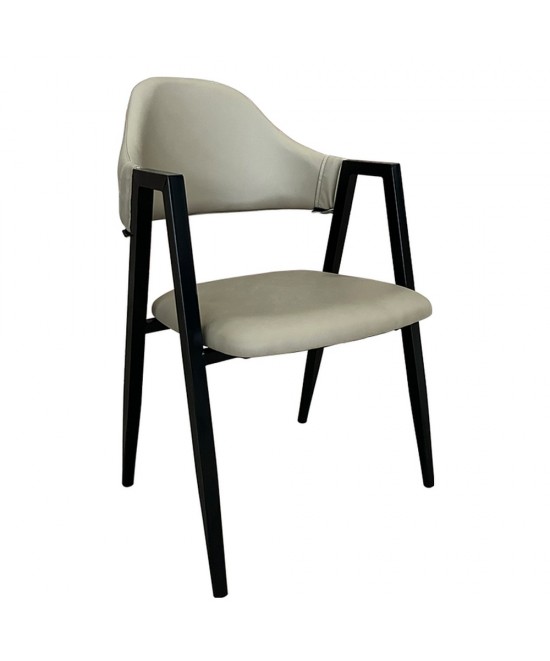 Καρέκλα Τραπεζαρίας ArteLibre SOLANA Cappuccino/Μαύρο PU/Μέταλλο 51x51x81cm