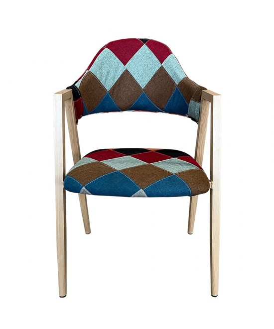 Καρέκλα Τραπεζαρίας ArteLibre SOLANA Patchwork Ύφασμα/Μέταλλο 51x51x81cm