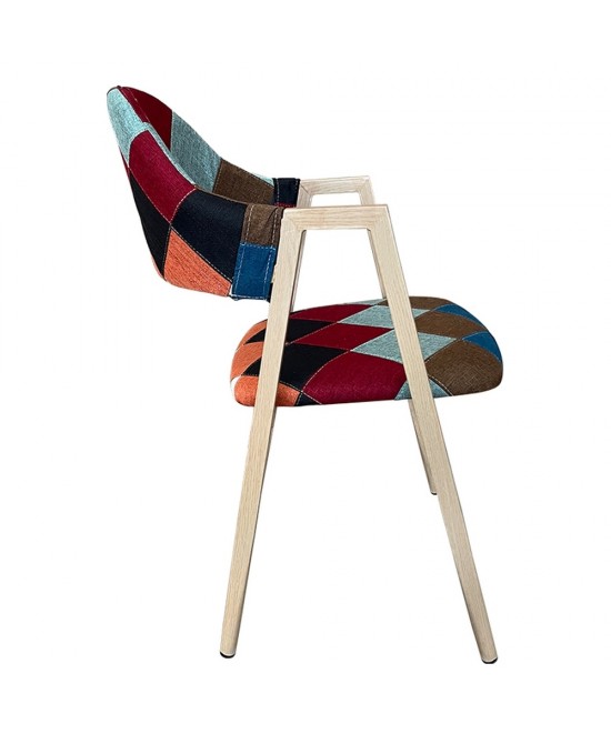 Καρέκλα Τραπεζαρίας ArteLibre SOLANA Patchwork Ύφασμα/Μέταλλο 51x51x81cm