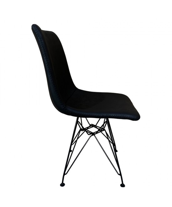 Καρέκλα Τραπεζαρίας ArteLibre SELVA Vintage Μαύρο PU/Μέταλλο 43x57x81cm
