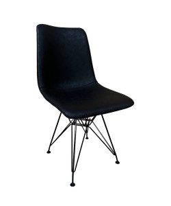 Καρέκλα Τραπεζαρίας ArteLibre SELVA Vintage Μαύρο PU/Μέταλλο 43x57x81cm