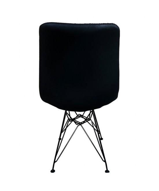Καρέκλα Τραπεζαρίας ArteLibre SELVA Vintage Μαύρο PU/Μέταλλο 43x57x81cm