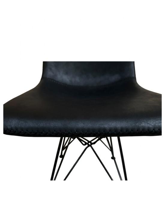 Καρέκλα Τραπεζαρίας ArteLibre SELVA Vintage Μαύρο PU/Μέταλλο 43x57x81cm