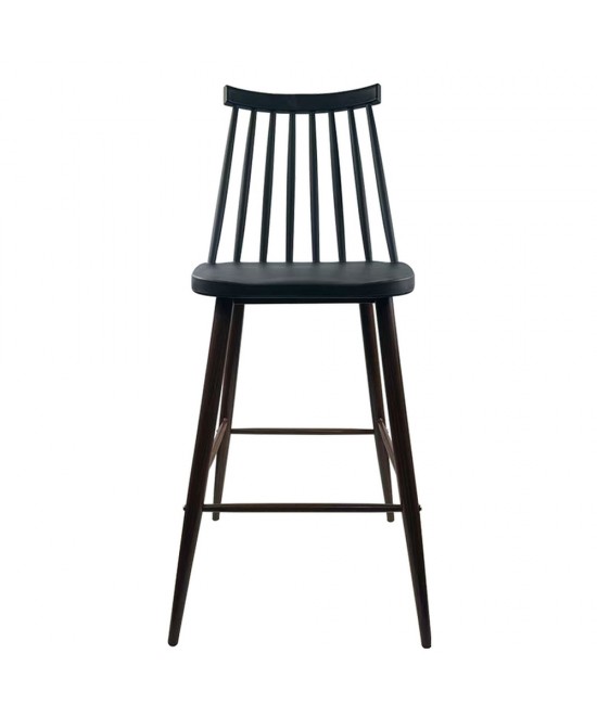 Σκαμπό Bar ArteLibre MARANTA Μαύρο/Καρυδί PP/Μέταλλο 45x46x97cm