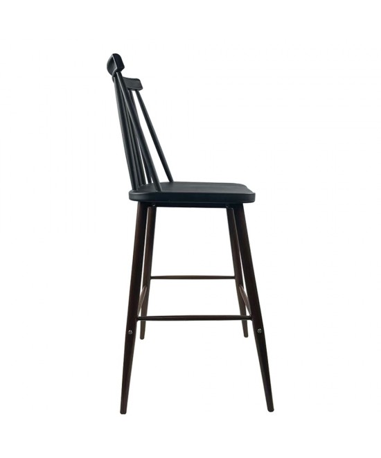 Σκαμπό Bar ArteLibre MARANTA Μαύρο/Καρυδί PP/Μέταλλο 45x46x97cm