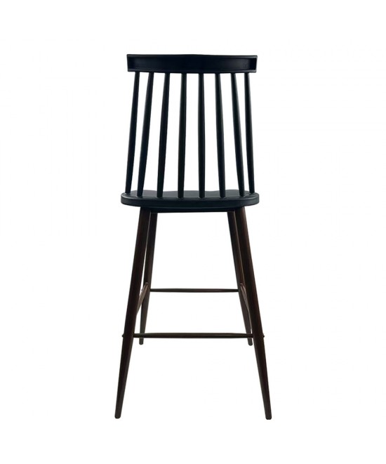 Σκαμπό Bar ArteLibre MARANTA Μαύρο/Καρυδί PP/Μέταλλο 45x46x97cm