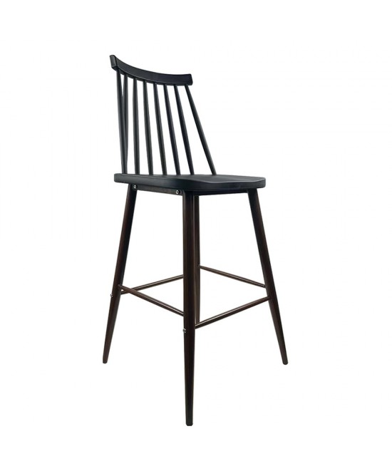 Σκαμπό Bar ArteLibre MARANTA Μαύρο/Καρυδί PP/Μέταλλο 45x46x97cm