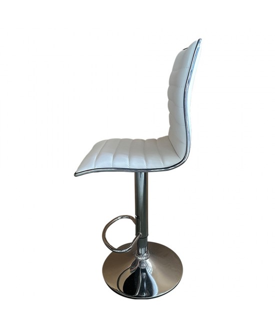 Σκαμπό Bar ArteLibre ENCANTA Λευκό/Χρώμιο PU/Μέταλλο 41x50x59/94-80/115cm Σκαμπό Bar ArteLibre ENCANTA Λευκό/Χρώμιο PU/Μέταλλο 41x50x59/94-80/115cm