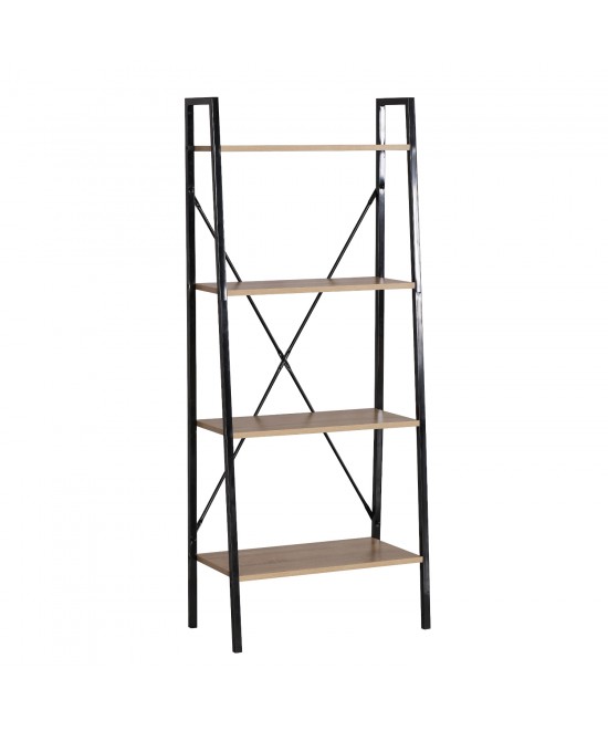 Ραφιέρα ArteLibre NORWYN Δρυς/Μαύρο Μοριοσανίδα/Μέταλλο 60x32.5x148cm