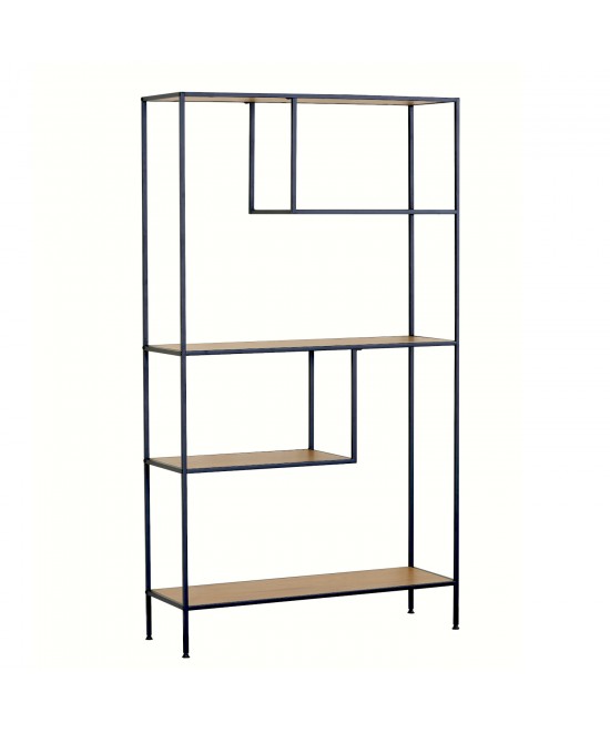 Βιβλιοθήκη ArteLibre YARWOOD Δρυς/Μαύρο Μοριοσανίδα/Μέταλλο 100x33x178cm