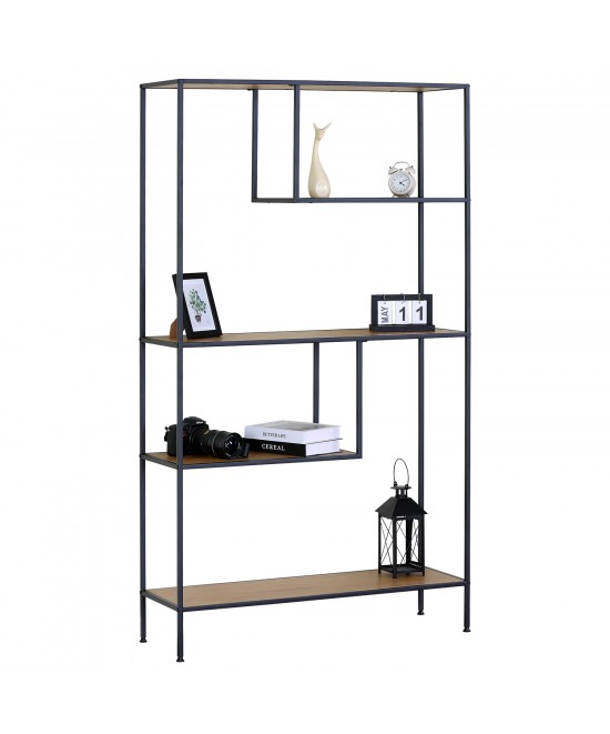 Βιβλιοθήκη ArteLibre YARWOOD Δρυς/Μαύρο Μοριοσανίδα/Μέταλλο 100x33x178cm