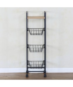 Ραφιέρα Κουζίνας ArteLibre ELMSTEAD Δρυς/Μαύρο Μοριοσανίδα/Μέταλλο 29x30x95cm