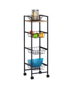 Ραφιέρα Κουζίνας ArteLibre ELMSTEAD Δρυς/Μαύρο Μοριοσανίδα/Μέταλλο 29x30x95cm