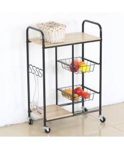 Ραφιέρα Κουζίνας ArteLibre HARTWELL Δρυς/Μαύρο Μοριοσανίδα/Μέταλλο 57x30x85cm