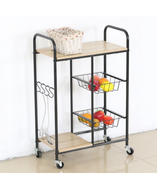 Ραφιέρα Κουζίνας ArteLibre HARTWELL Δρυς/Μαύρο Μοριοσανίδα/Μέταλλο 57x30x85cm