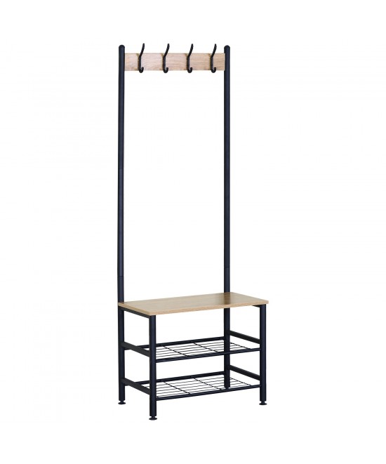 Έπιπλο Εισόδου ArteLibre LANGWOOD Δρυς/Μαύρο Μοριοσανίδα/Μέταλλο 60x40x175cm