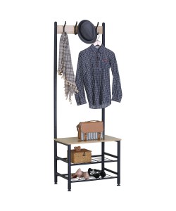 Έπιπλο Εισόδου ArteLibre LANGWOOD Δρυς/Μαύρο Μοριοσανίδα/Μέταλλο 60x40x175cm