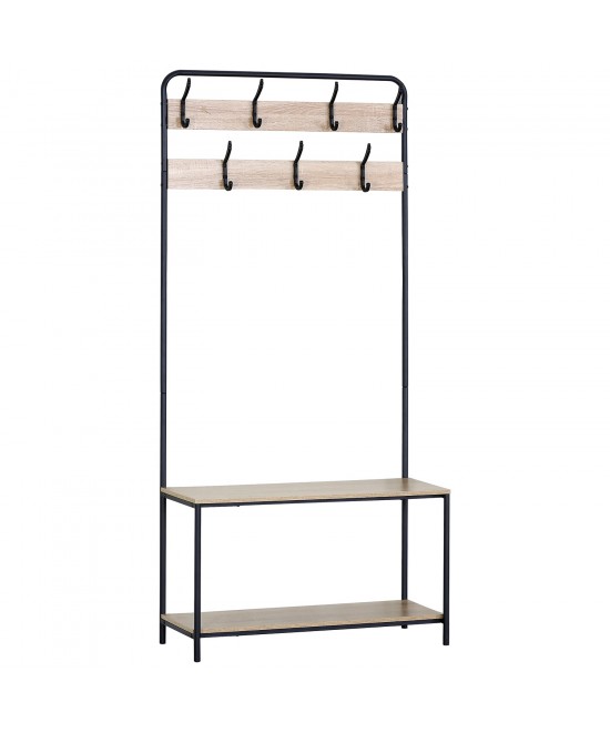 Έπιπλο Εισόδου ArteLibre NORFIELD Δρυς/Μαύρο Μοριοσανίδα/Μέταλλο 80x30x170cm