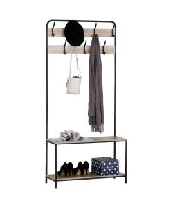 Έπιπλο Εισόδου ArteLibre NORFIELD Δρυς/Μαύρο Μοριοσανίδα/Μέταλλο 80x30x170cm