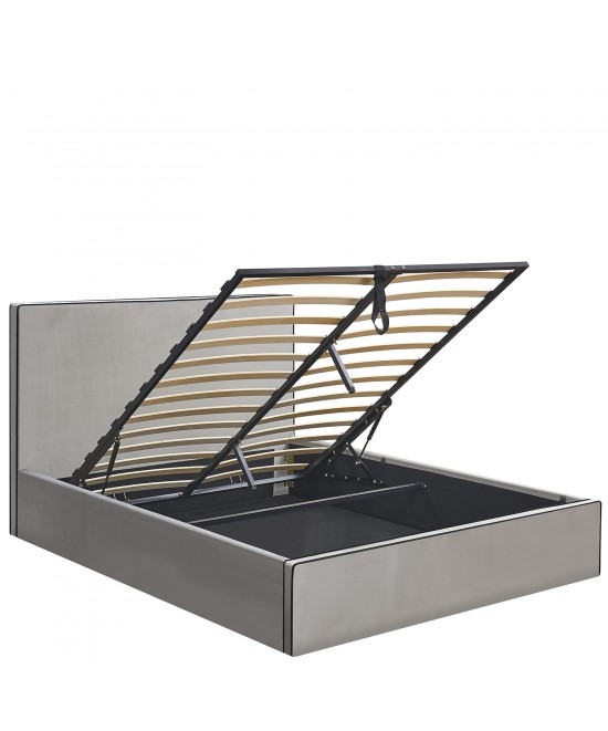 Κρεβάτι Υπέρδιπλο ArteLibre WICHITA Γκρι Ύφασμα Για Στρώμα 160x200cm