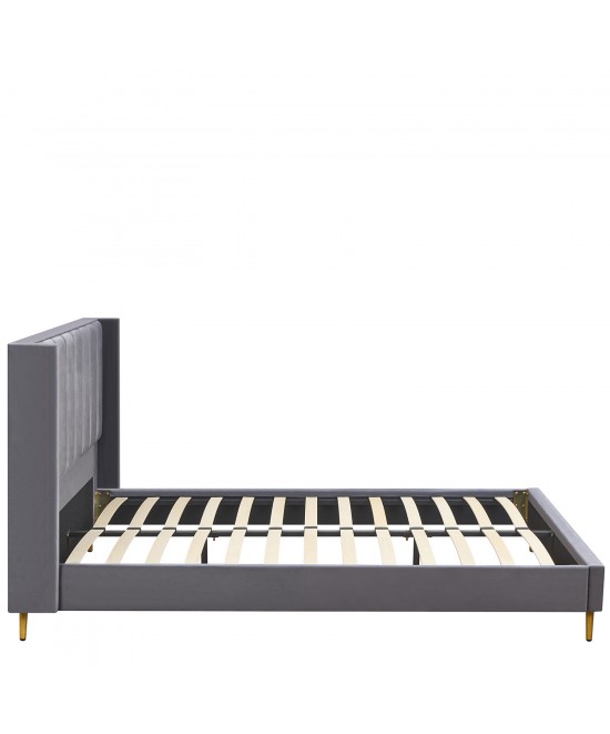 Κρεβάτι Υπέρδιπλο ArteLibre SEDONA Γκρι Ύφασμα Για Στρώμα 160x200cm