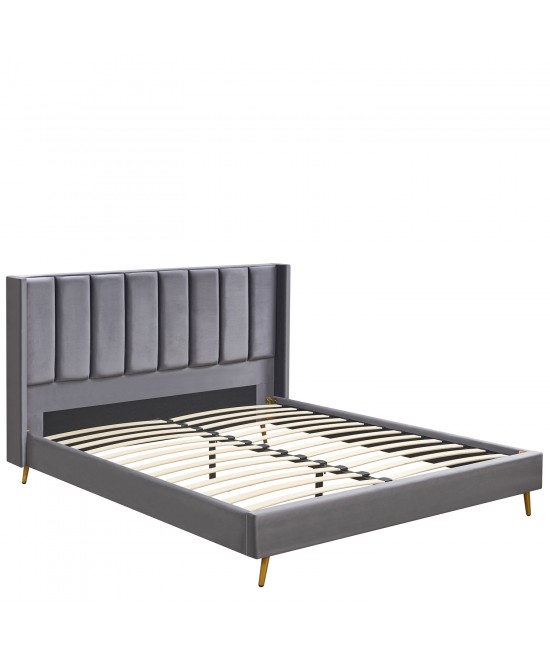 Κρεβάτι Υπέρδιπλο ArteLibre SEDONA Γκρι Ύφασμα Για Στρώμα 160x200cm