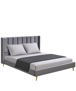 Κρεβάτι Υπέρδιπλο ArteLibre SEDONA Γκρι Ύφασμα Για Στρώμα 160x200cm