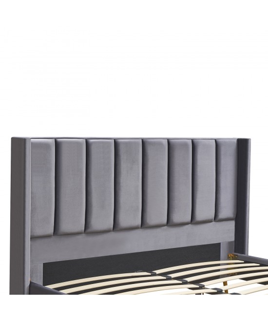 Κρεβάτι Υπέρδιπλο ArteLibre SEDONA Γκρι Ύφασμα Για Στρώμα 160x200cm