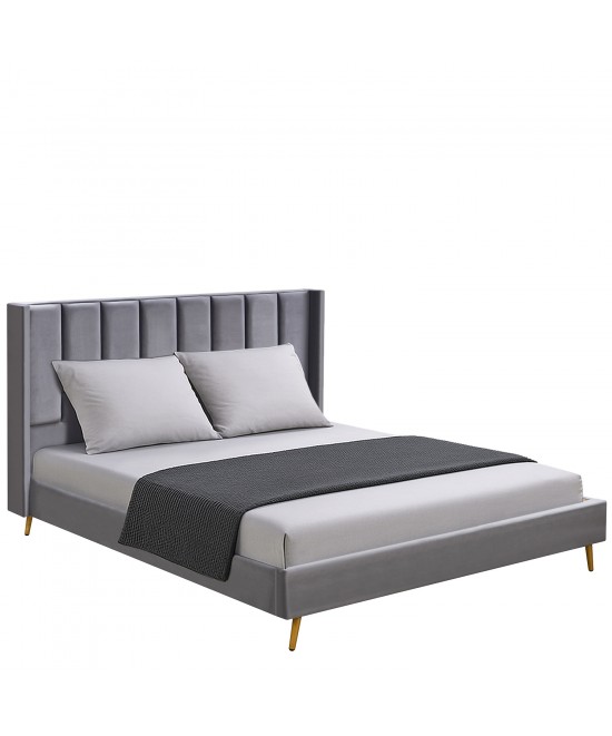 Κρεβάτι Υπέρδιπλο ArteLibre SEDONA Γκρι Ύφασμα Για Στρώμα 160x200cm