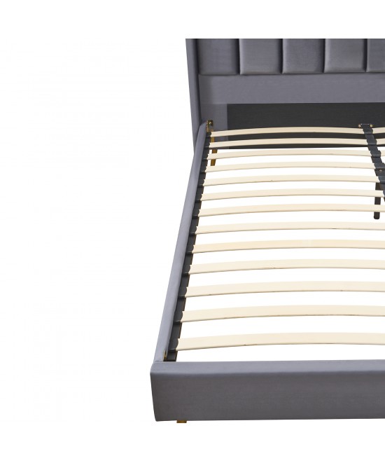 Κρεβάτι Υπέρδιπλο ArteLibre SEDONA Γκρι Ύφασμα Για Στρώμα 160x200cm