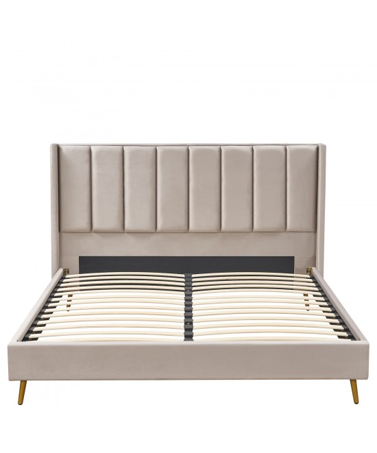 Κρεβάτι Υπέρδιπλο ArteLibre SEDONA Μπεζ Ύφασμα Για Στρώμα 160x200cm