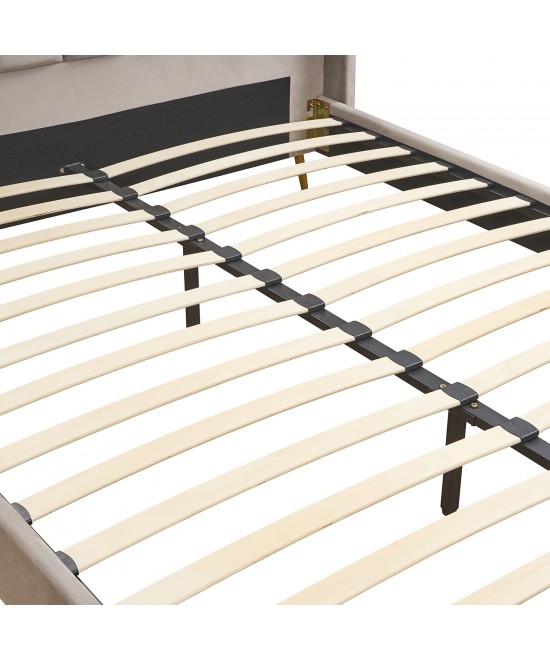 Κρεβάτι Υπέρδιπλο ArteLibre SEDONA Μπεζ Ύφασμα Για Στρώμα 160x200cm