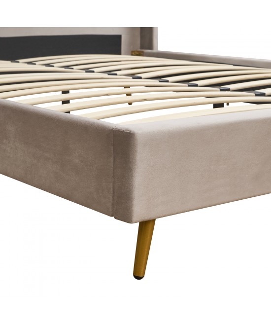 Κρεβάτι Υπέρδιπλο ArteLibre SEDONA Μπεζ Ύφασμα Για Στρώμα 160x200cm